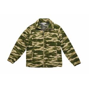 Columbia Green Camo Fleece Zip Jacket Lightweight Outdoor Casual Youth 14/16